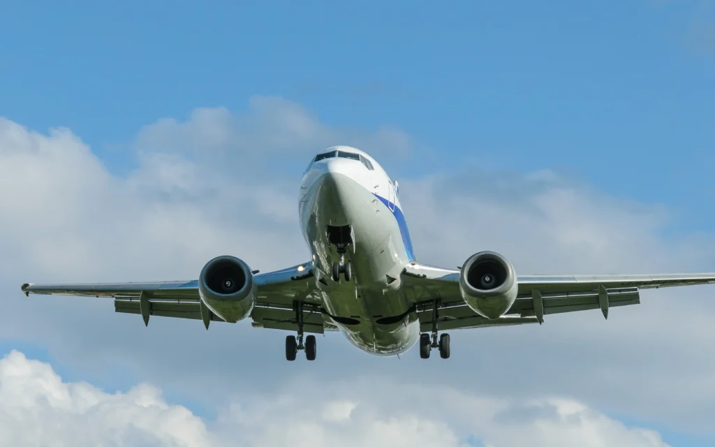 Aircraft in flight representing global aviation
